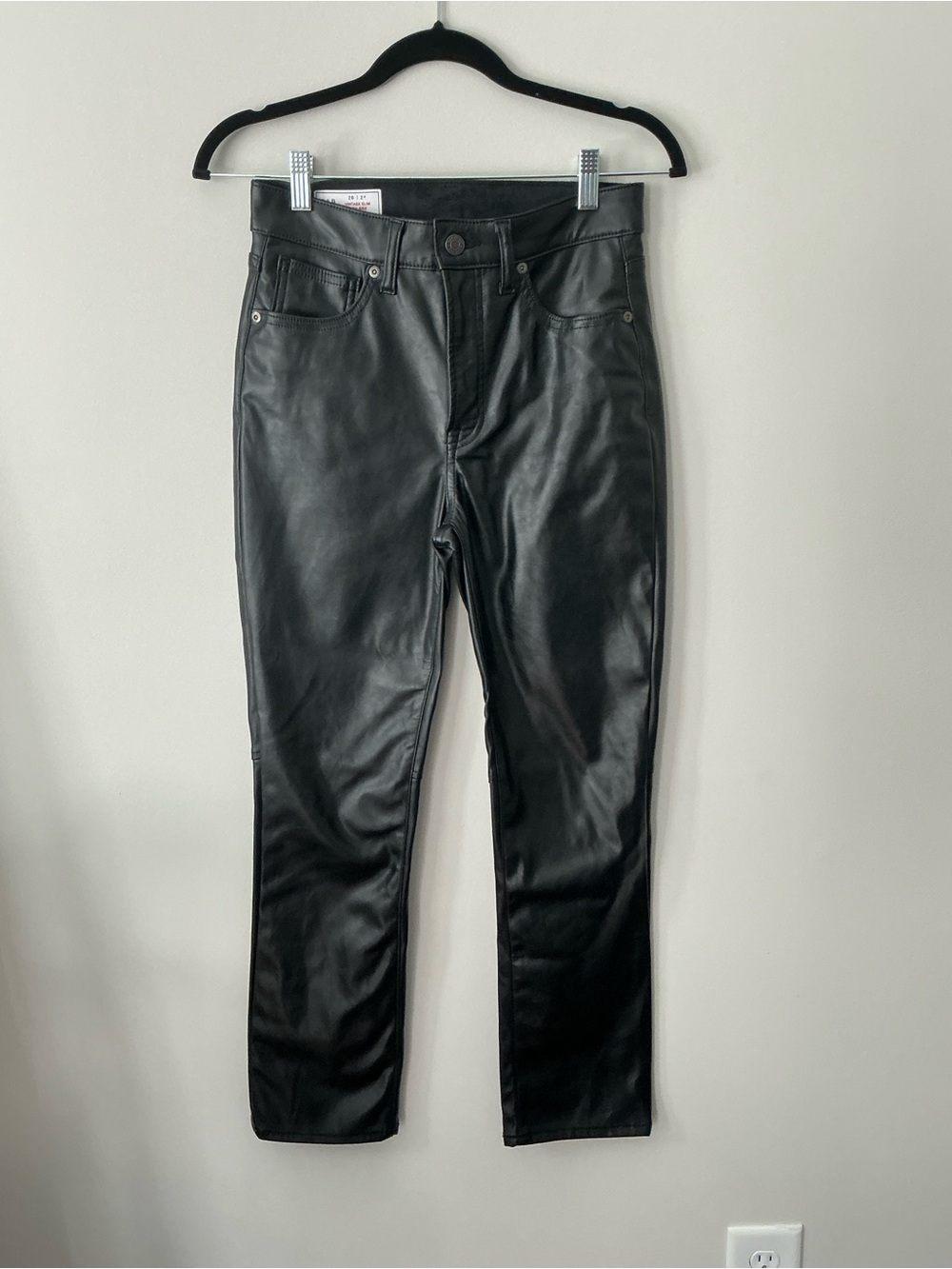GAP Black Faux Leather Straight-Leg Pants